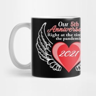 5th Anniversary pandemic 2021 winged heart Mug